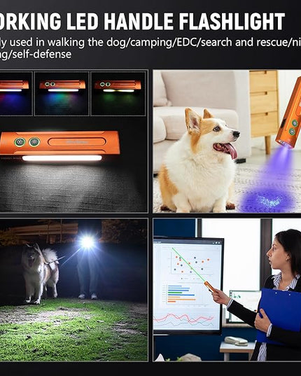 Wurkkos HD01PRO UV Flashlight with UV Light&White LED Combo,Led Flashlight 1200Lumens Flat Flashlight with RGB Light,Rechargeable EDC Flashlight,Pocket Light for Emergency,Pet Urine Detection(Orange)