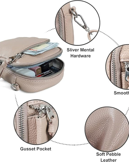 befen Genuine Leather Crossbody Cell Phone Purse for Women, Small Zip Around RFID Blocking Crossbody Wallet Bags
