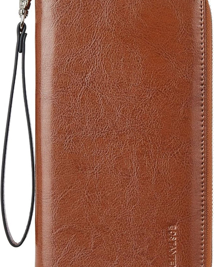 BOSTANTEN Leather Wallet for Women RFID Blocking Zip Around Credit Cards Holder Phone Clutch