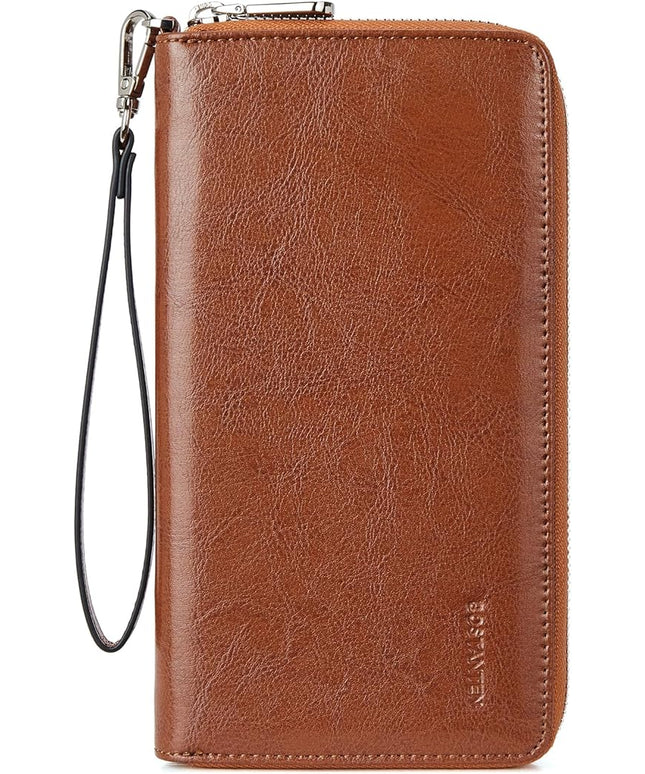 BOSTANTEN Leather Wallet for Women RFID Blocking Zip Around Credit Cards Holder Phone Clutch