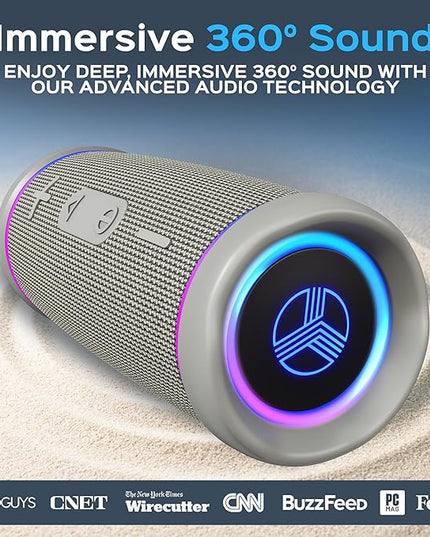 TREBLAB HD77 Bluetooth Speaker, 30W Portable Wireless Speaker with 360° Stereo Sound & Deep Bass, IPX7 Waterproof Outdoor Bluetooth Speaker, 20H Battery, TWS Pairing for Home, Beach, Pool, Camping