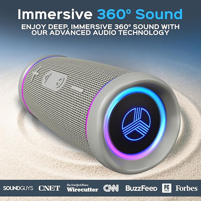 TREBLAB HD77 Bluetooth Speaker, 30W Portable Wireless Speaker with 360° Stereo Sound & Deep Bass, IPX7 Waterproof Outdoor Bluetooth Speaker, 20H Battery, TWS Pairing for Home, Beach, Pool, Camping