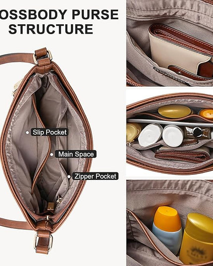 BOSTANTEN Crossbody Purses for Women Medium Shoulder Bag Quilted Handbags with Zipper Pocket