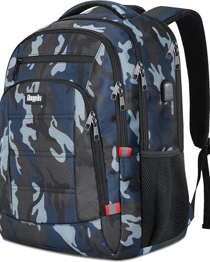 Laptop Backpack for Men,School Backpack with USB Charging Port,Water Resistant Backpack for teens boys,Business Work College bookbag,book bag Fits 15.6 Inch,Blue Back Pack
