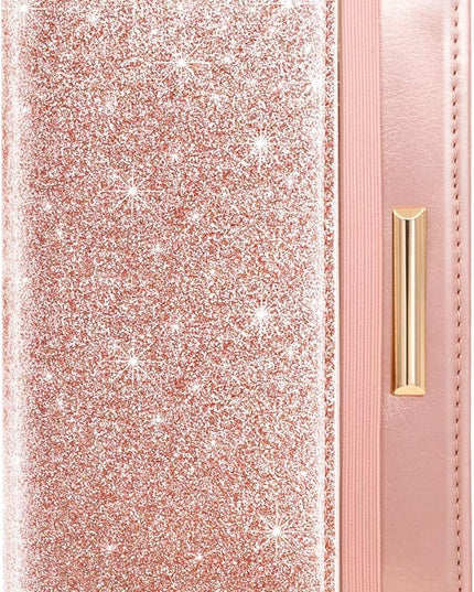 Passport Holder Cover Travel RFID Blocking Passport Cover Rose Gold Cute Flowers Passport Wallet with Elastic Band for Women