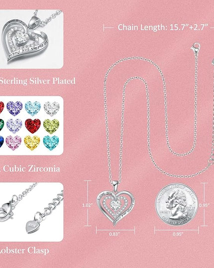 REDBEE Necklaces for Women Birthstone Heart Necklace Jewelry for Wife Girlfriend Woman Necklace