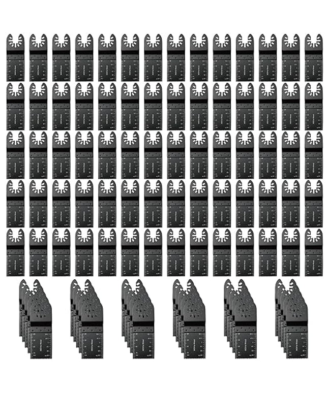 100Pcs Oscillating Tool Blades Professional Universal Oscillating Saw Blades Wood Multitool Blades Compatible with Dewalt, Milwaukee, Ryobi, Rockwell, Bosch