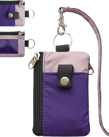Minimalist RFID Blocking Small Wallet with ID Window,WaterResistant Zip Id Case Wallet with Lanyard Keychain for Cards,Cash,Travel,Women,Men