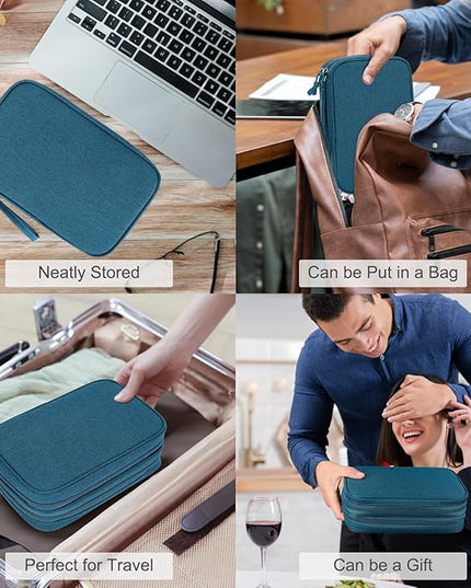 FYY Electronic Organizer, Large Travel Cable Organizer Bag Pouch Electronic Accessories Carry Case Portable Waterproof Double Layers All-in-One Storage Bag for Cable, Cord, Charger, Phone, Dark Green