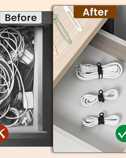 30 Pcs Silicone Cable Ties, Reusable Data Cable Organizer Wire Organizers for Office, Multipurpose Elastic Cord Wraps Cable Management for Charging Cord,Appliances,Home,Office,Kitchen,School,Travel