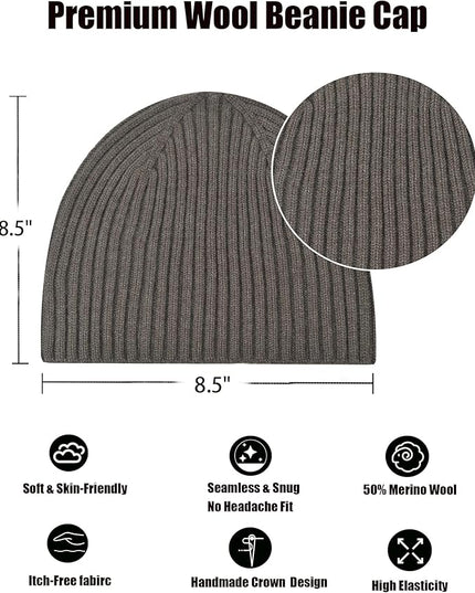 choshion Wool Knit Fisherman Beanie Hat for Men Women,Cuffless Warm Short Cuff Beanies Toboggan Ski Hats Winter Skull Cap