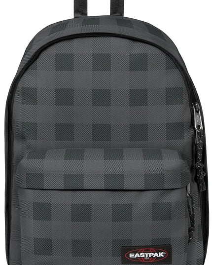 EASTPAK Out Of Office – 31L Backpack with Dual Compartments, 16” Laptop Sleeve, Security Pocket, Bottle Holder & Air Mesh Straps, Checker Dark Grey