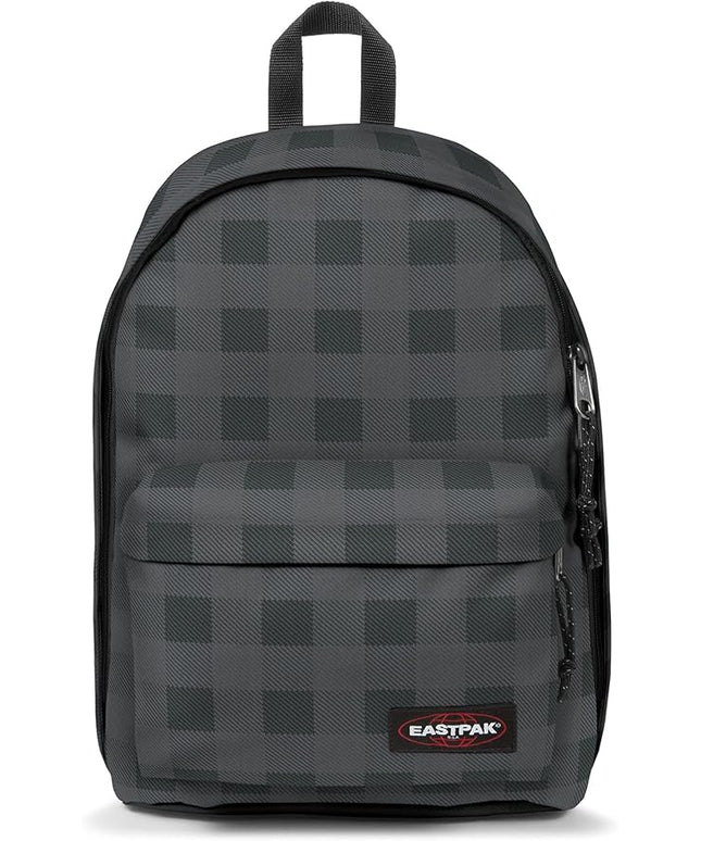 EASTPAK Out Of Office – 31L Backpack with Dual Compartments, 16” Laptop Sleeve, Security Pocket, Bottle Holder & Air Mesh Straps, Checker Dark Grey