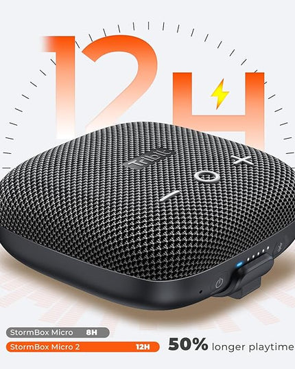 Tribit StormBox Micro 2 Wireless Portable Speaker: 10W Loud Deep Bass Sound, IP67 Waterproof Bike Speaker with Bluetooth 5.3, 12H Playtime, TWS Pairing for Camping Travel Hiking