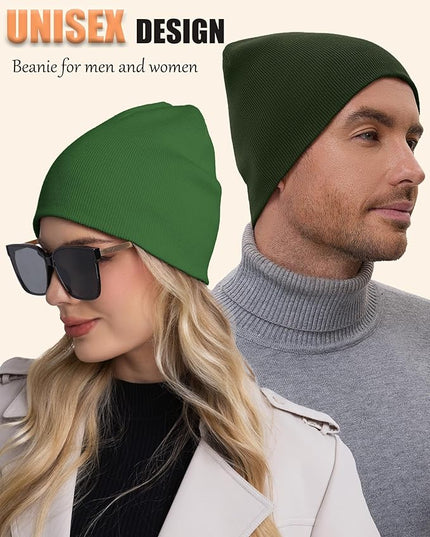 choshion 100% Cotton Beanie Hat, Cuffless Beanies Warm Knit Winter Skull Cap, Unisex Soft Fisherman Hats for Women Men