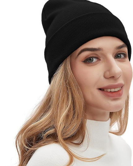 100% Cotton Beanies for Men Women Cotton Hats Soft Warm Unisex Cuffed Plain Skull Hat Autumn Winter Slouchy Knitted Cap