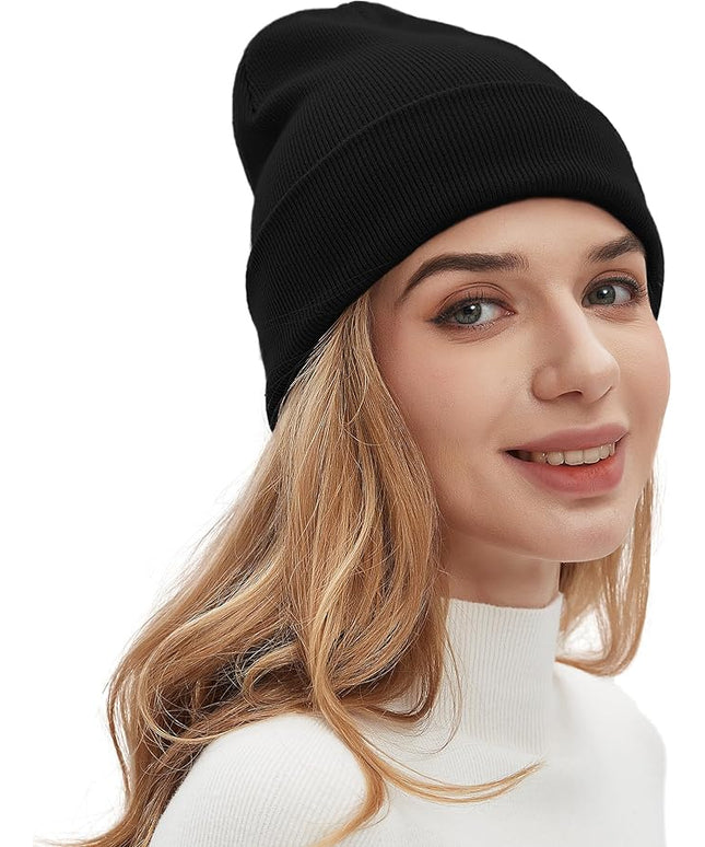 100% Cotton Beanies for Men Women Cotton Hats Soft Warm Unisex Cuffed Plain Skull Hat Autumn Winter Slouchy Knitted Cap