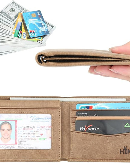 Wallet for Men-Genuine Leather RFID Blocking Bifold Stylish Wallet With 2 ID Window