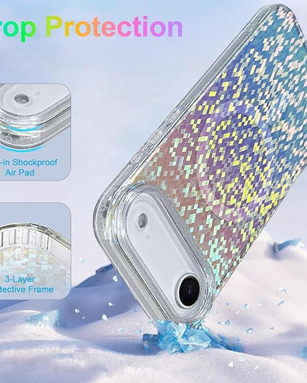 Glitter Case for iPhone Air Case for Women Girls [Compatible with Magsafe] Clear Cute Girly Aesthetic Colorful Iridescent Rainbow Sparkly Sparkle Bling Magnetic Protective Phone Cover