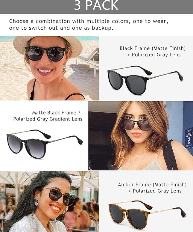 SUNGAIT Premium Vintage Round Sunglasses for Women Men Classic Retro Trendy Style