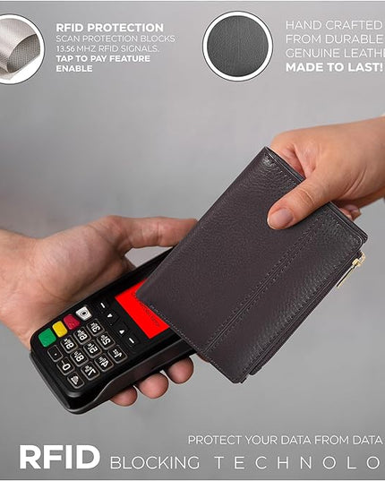 Oak Leathers Wallet For Women Full Grain Leather - Small RFID Coin Purse Credit Card & ID Holder for Ladies,Bifold Wallets for Teenager | Small, RFID, Coin Purse, for Ladies, for Teenager