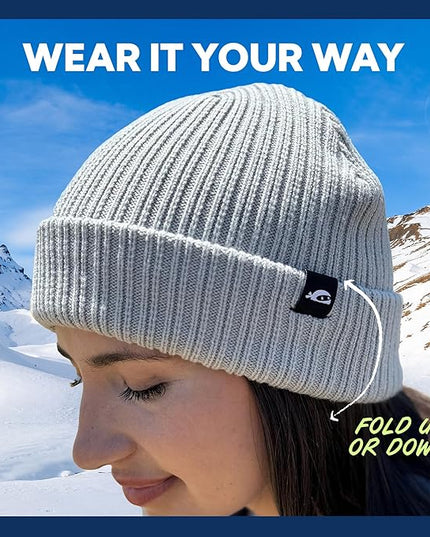 SUN NINJA Ski Beanie for Men & Women – Ultra Soft, Lightweight, Warm Ribbed Knit Winter Hats for Cold Weather & Outdoor Use