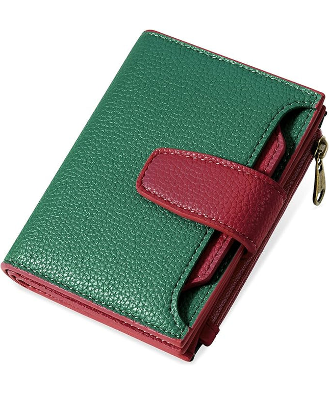 Airkit Small Wallet Women RFID Blocking Soft Leather Bifold Compact Card Holder Wallet for Women with Zipper Coin Pocket 4 ID Window