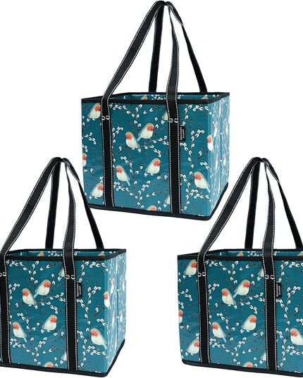 BeeGreen Large Waterproof Reusable Bags Christmas Heavy Duty Shopping Tote for Groceries Pool Gift with Webbing Handles