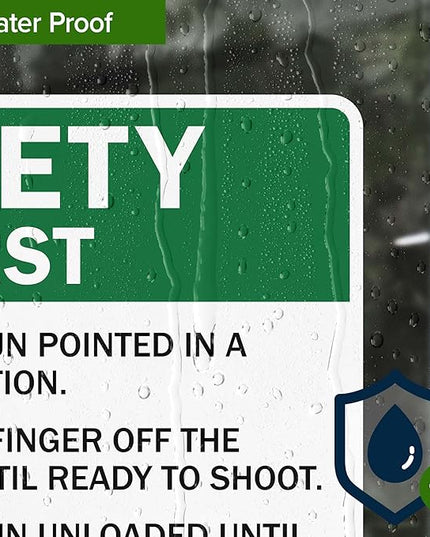 Safety First Always Keep The Gun Pointed In A Safe Direction Sign, 10x7 Inches, 4 Mil Vinyl Decal Stickers Weather Resistant, Made in USA by My Sign Center