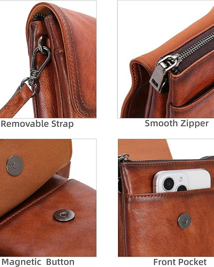 Iswee Leather Crossbody Bags for Women RFID Blocking Cell Phone Purse Small Anti-Theft Zippered with Card slots