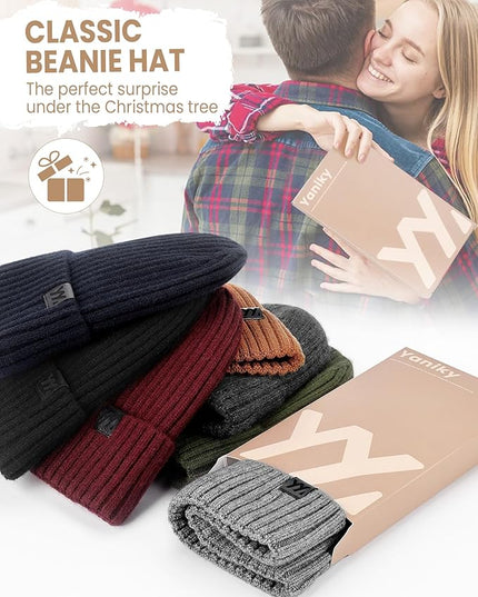 Winter Beanie Hat for Men & Women, Fleece Lined Thermal Knit Hat Ski Beanie Skull Cap Cuffed Cap for Cold Weather