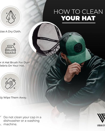 Urban Effort Mesh Back Cap - for Men and Women Baseball Hat 5-Panel Trucker Hat - Great Snapback Closure for Hunting & Hiking