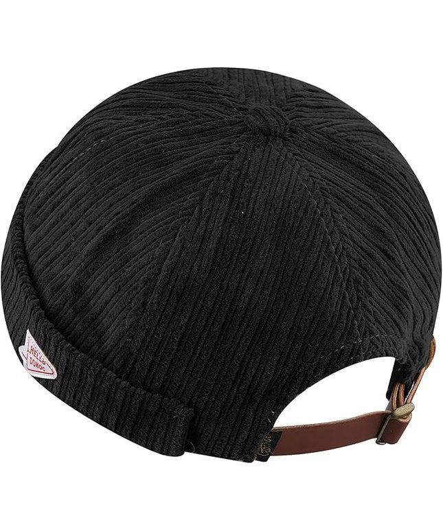 CLAPE Brimless Beanie Hat Corduroy Watch Cap Rolled Cuff Docker Cap Leon Skull Harbour Hat Unisex