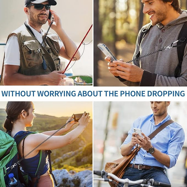 Doormoon Phone Tether with Patch, Universal Straps 2 Pcak Anchor for Skiing Kayaking Fishing Paddles Anti-drop Lanyard Compatible for iPhone Samsung Pixel Most Smartphones (Transparent)