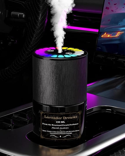 Car Air Freshener, Smart Car Air Freshener, Music-Synced RGB Ambient Lights with Auto On/Off, 150ml, Suitable for Cars, Homes, Offices, Bedrooms (Lavender)