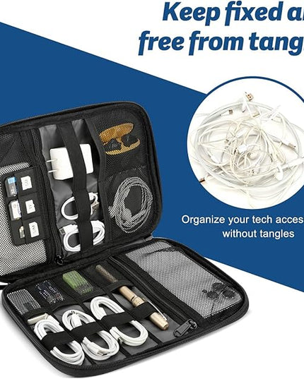 Electronic Organizer Travel Case, All-in-One Portable Cable Organizer Bag for Storage, Cord Organizer Tech Accessories for Cables, Chargers, Power Bank, Flash Drive, SD Card