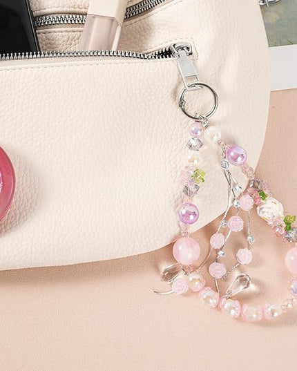 Phone Charm for Women, Anti-Theft Phone Wrist Strap Hands-Free & Beaded Chain,Tether Tab