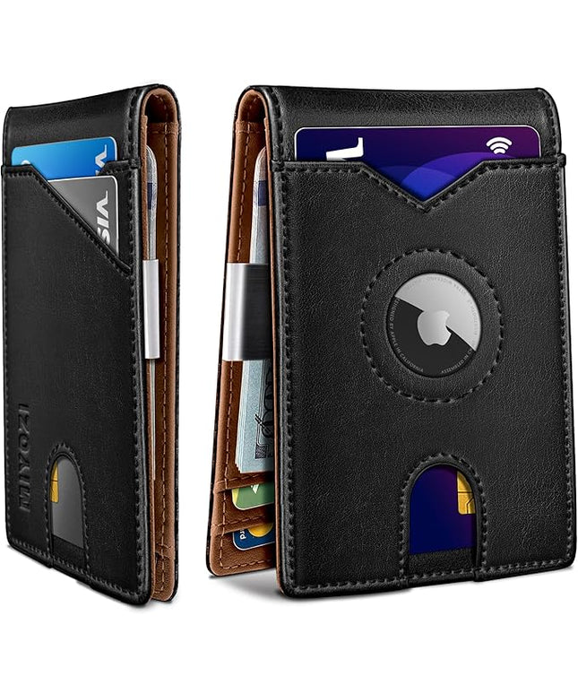 miyozi Airtag Wallet for Men,with Money Clip 11 Cards Slim Front Pocket Leather RFID Blocking Wallet with Gift Box