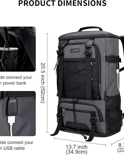 WITZMAN Travel Backpack for Men Convertible Large Carry on Backpack with Shoe Compartment for Airplanes Fit 17 Inch Laptop(B689 Silvery Grey)