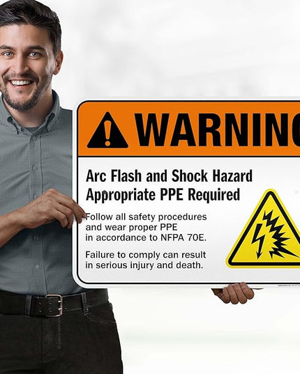 Warning Arc Flash And Shock Hazard Appropriate PPE Required Sign, 18x24 Inches, 3M EGP Reflective .080 Aluminum, Fade Resistant, Made in USA by My Sign Center