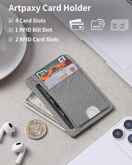 Artpaxy Slim Wallet for Men & Women, Minimalist Front Pocket Card Holder for Travel, RFID Blocking, Water Resistant Nylon Wallet for ID & Cash & Credit Card