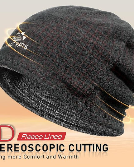 Lvaiz Mens Winter Beanie Hat Warm Fleece Lined Skull Cap for Men Reversible Women Windproof Watch Hat Knit Warm Unisex Beanie