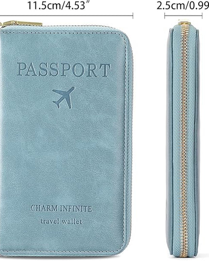 Leather RFID Blocking Passport Holder Travel Wallet, Passport Cover/Travel Wallet for Women/Men with