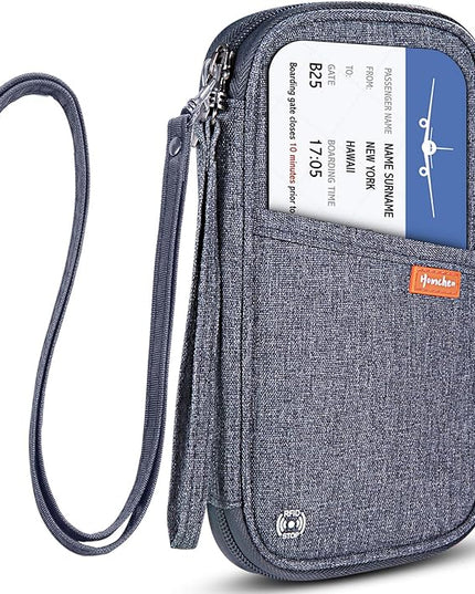 RFID Family Passport Wallet Holder Waterproof, Travel Document Organizer Credit Card Clutch Bag for Men Women