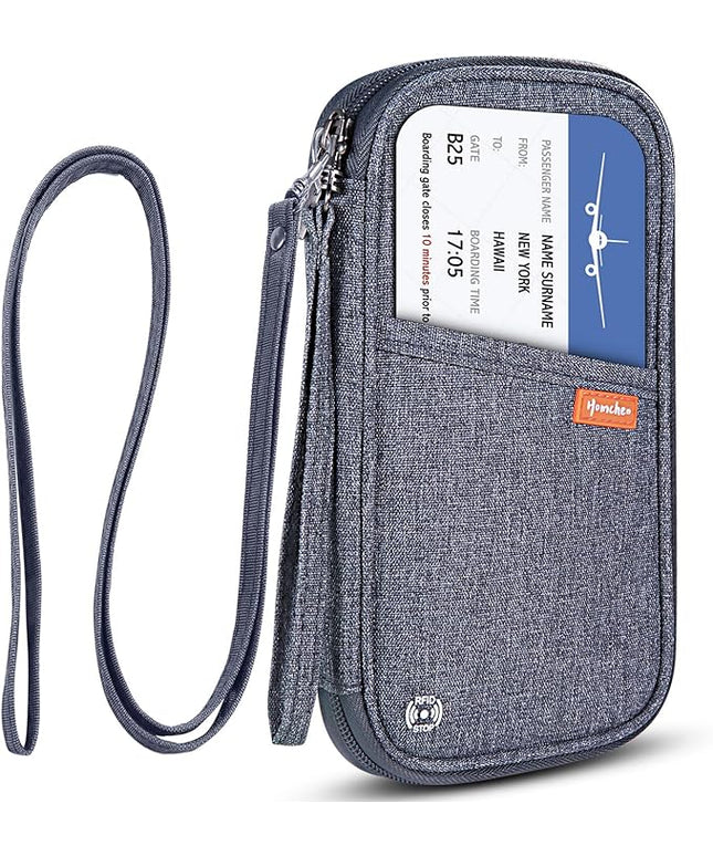 RFID Family Passport Wallet Holder Waterproof, Travel Document Organizer Credit Card Clutch Bag for Men Women