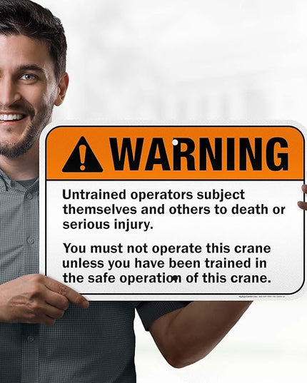 Warning Untrained Operators Subject Themselves And Others To Death Sign, 12x18 Inches, 3M EGP Reflective .063 Aluminum, Fade Resistant, Made in USA by My Sign Center