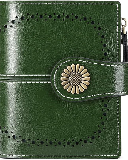SENDEFN Small Womens Wallet Leather Bifold Card Holder RFID Blocking with Zipper Coin Pocket