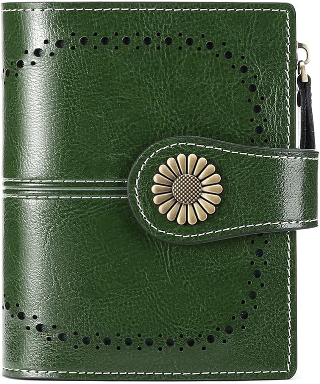 SENDEFN Small Womens Wallet Leather Bifold Card Holder RFID Blocking with Zipper Coin Pocket