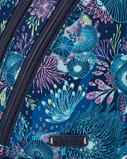 Sakroots On The Go Sling Bag for Women in Eco-Twill, Large Convertible Crossbody Backpack With Main Zipper Closer, Made From Recycled Materials - Royal Blue Seascape Nd