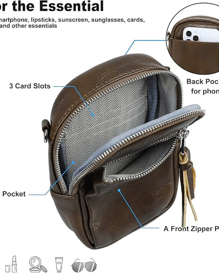 befen Genuine Leather Crossbody Cell Phone Purse for Women, Small Zip Around RFID Blocking Crossbody Wallet Bags
